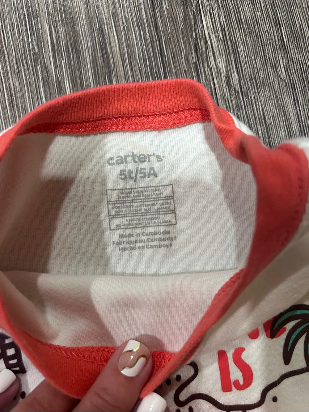 Carter's Coral Pirate Pajama Set with White Graphic Tee